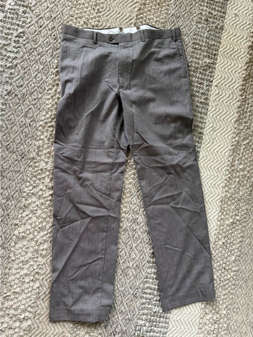 Men's Dress Pants in gray on  gray check 34” x 34” 100% wool lightweight